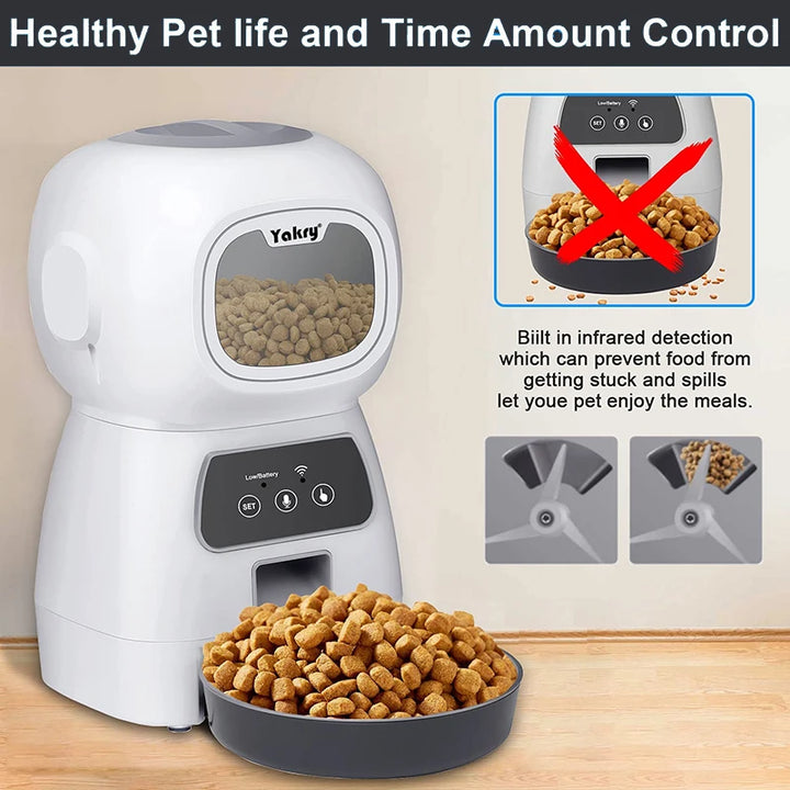 Cat Dog Feeder Smart APP Pets Cat Food Automatic Dispenser With Stainless Steel Bowl Cats Puppy Recording Timing Feeding Feeder