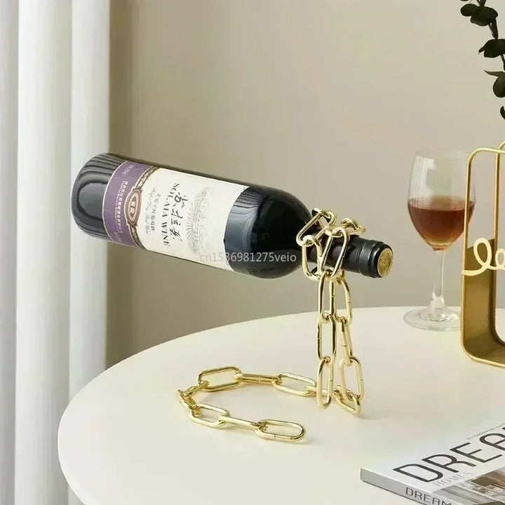 Magical Suspension iron Chain Wine Racks One Bottle Wine Display Racks Stand Holder Kitchen Dining room cellar Bar Decoration