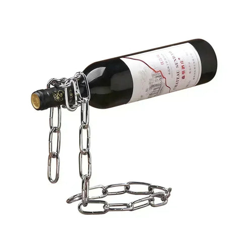 Suspended Iron Chain Wine Rack - Modern Bottle Holder